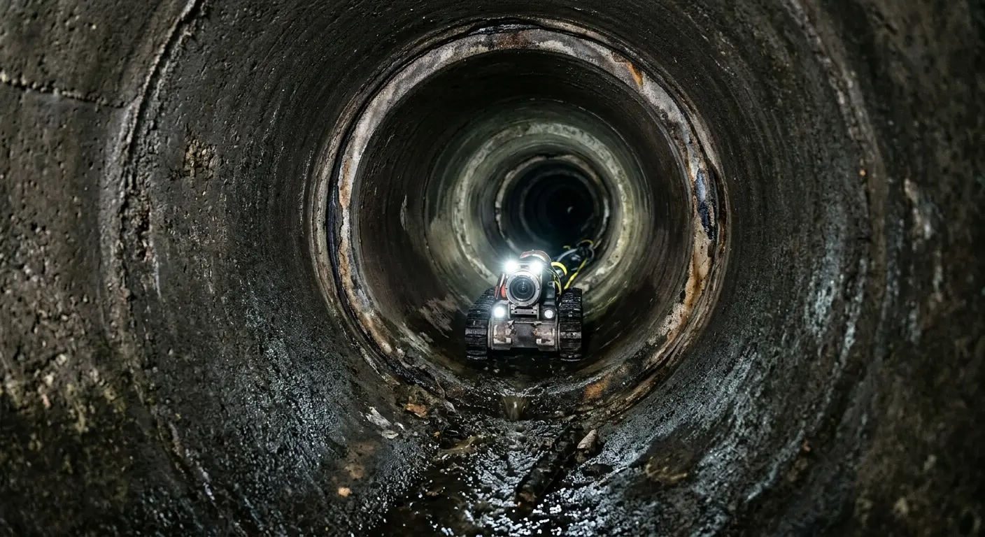 Robotic sewer camera inspecting pipe interior for Sewer Line Repair in Ellisville